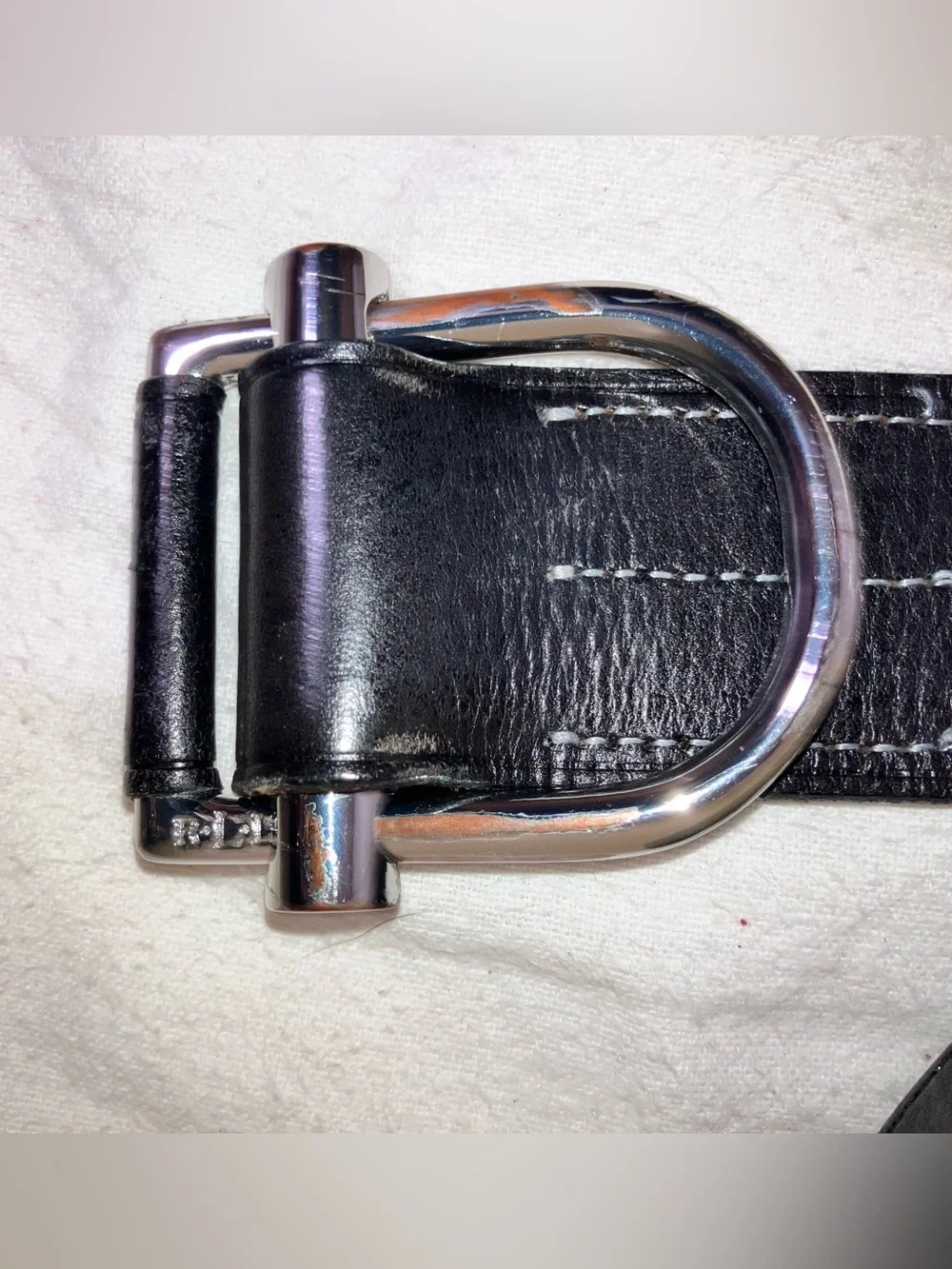 Ralph Lauren vintage leather D ring equestrian belt sz XL 48” silver buckle